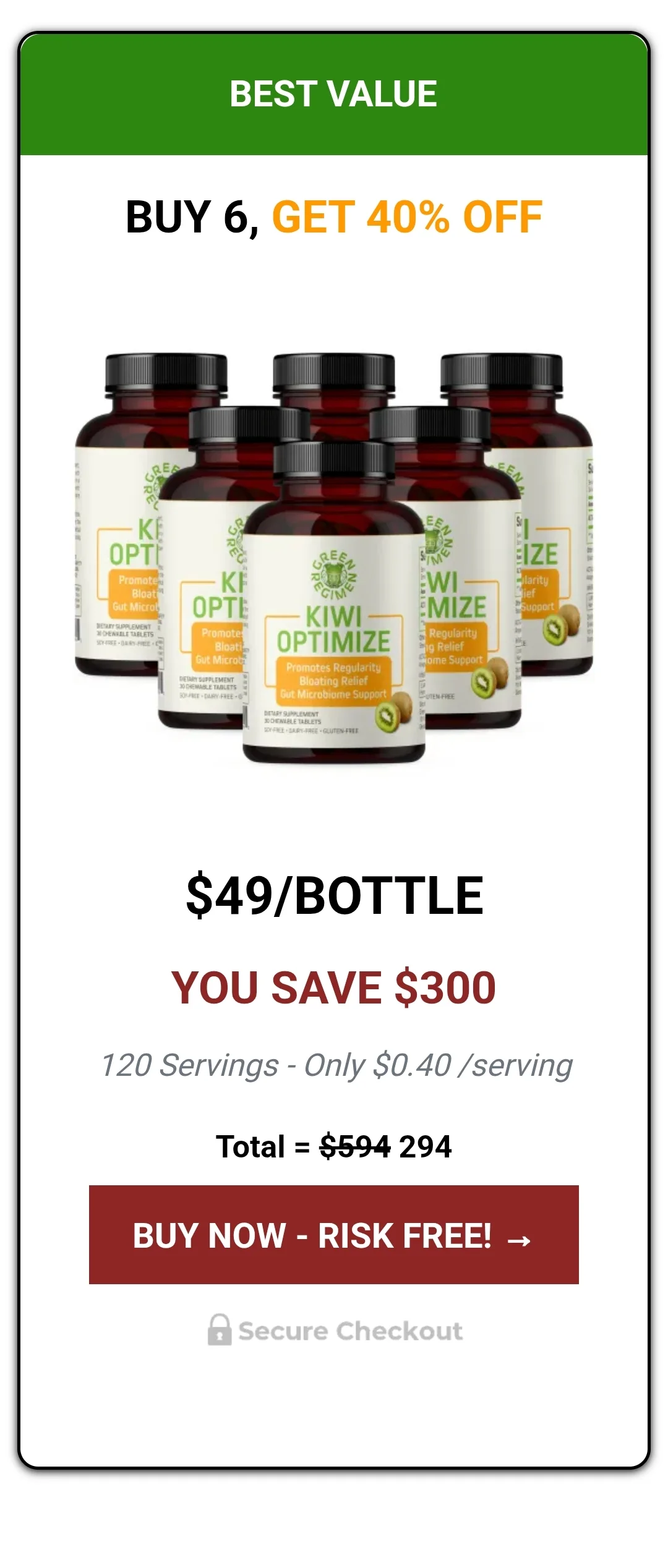 Kiwi Optimize™ 6 bottles pricing